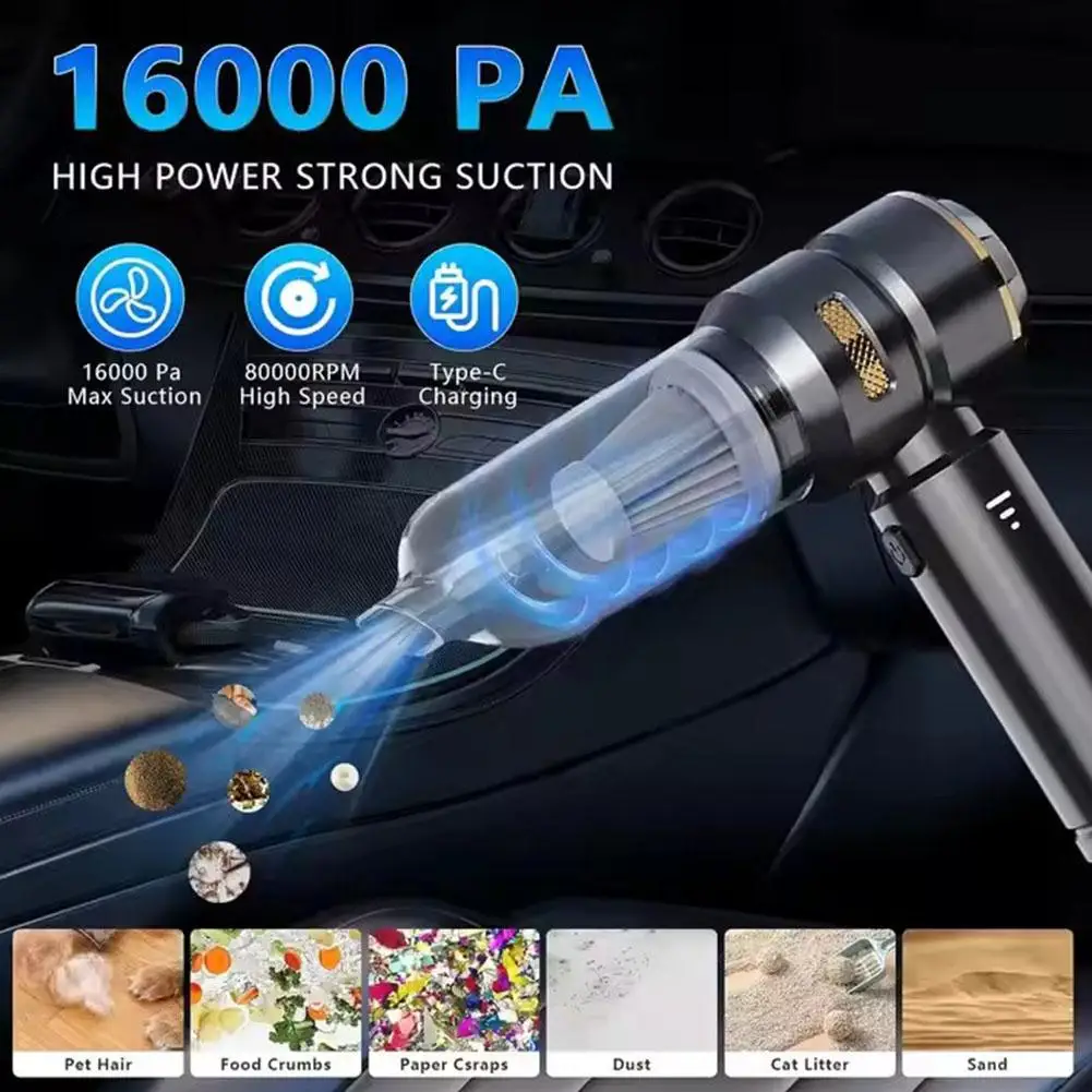 مكنسة كهربائية للسيارة عالية الطاقة محمولة باليد ماكينة تنظيف محرك بدون فرش منفضة هواء قوية للأجهزة المنزلية للسيارة #5