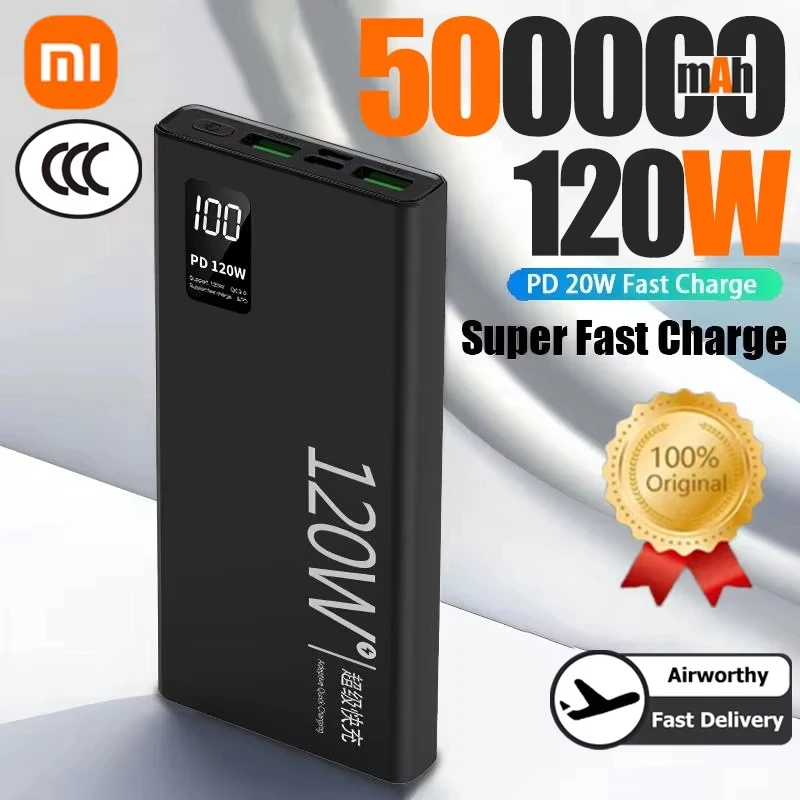 XIAOMI 120 Вт Power Bank 50000 мАч Высокая емкость Быстрая зарядка Powerbank Портативное зарядное устройство для iPhone Samsung Huawei