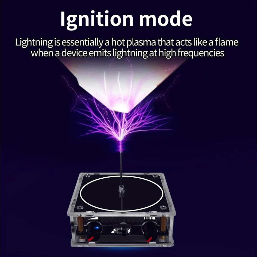 Music Tesla Coil Music Box Artificial Lightning Arc Generator Desktop Toy Audio Input Bluetooth Science Teaching Experiment