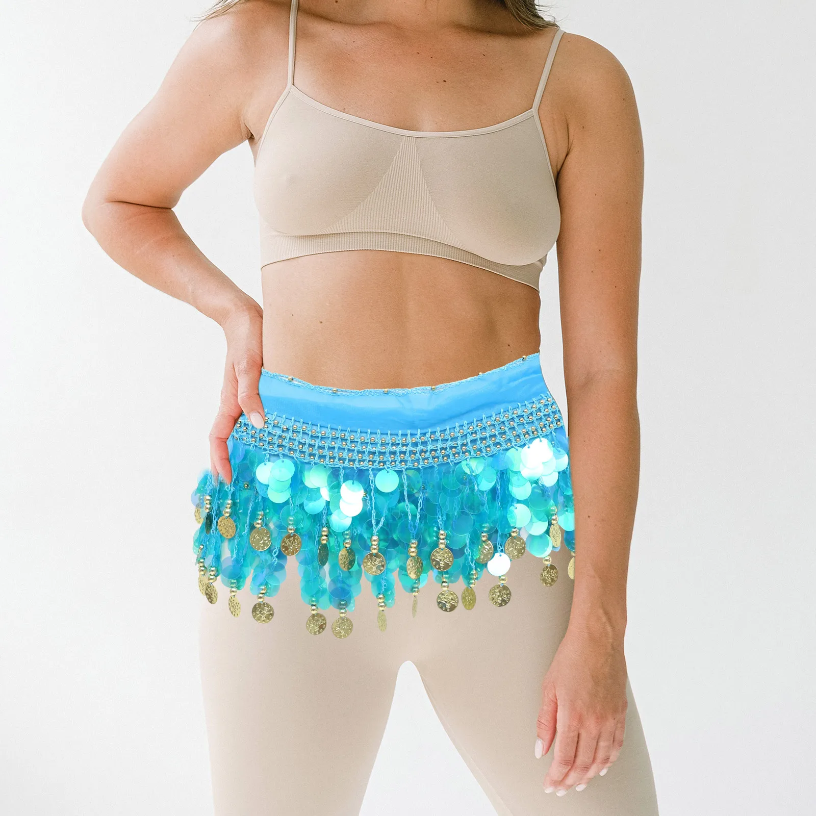 

Танец живота, поясная цепочка с блестками, набедренный шарф, регулируемая танцевальная юбка, аксессуар для костюма для вечеринки, фестиваля, танцевальная юбка