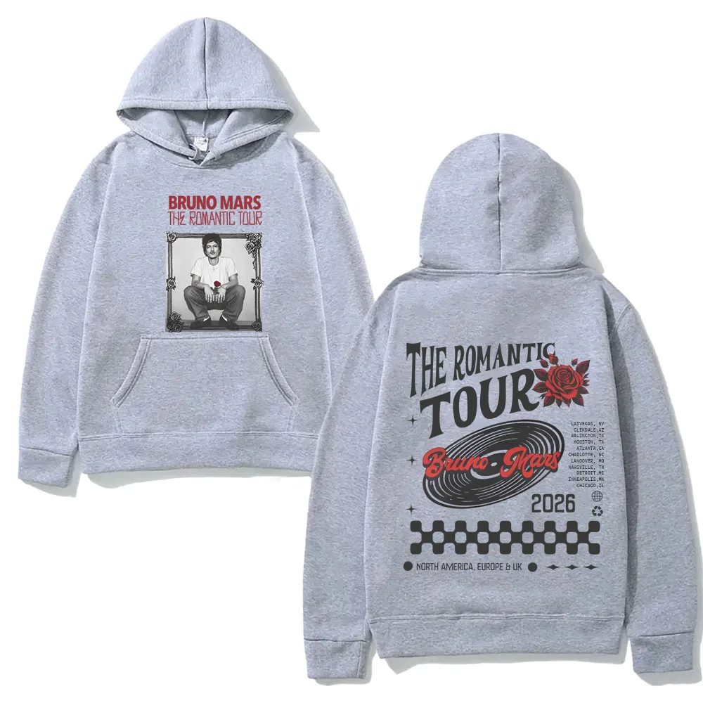 

Худи Bruno Mars The Romantic 2026 Tour в стиле Харадзюку, высококачественная толстовка на осень/зиму, повседневная флисовая толстовка, удобная толстовка с капюшоном