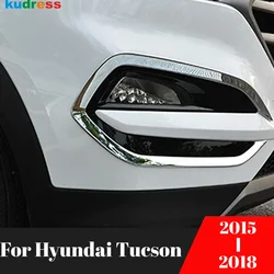 Car Front Fog Light Lamp Cover Trim For Hyundai Tucson 2015 2016 2017 2018 Chrome Head Foglight Bezel Trims Accessories