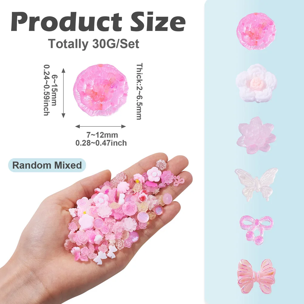 30G Luminous Resin Decoden Cabochons Glow in Dark Flower DIY Resin Silicone Mold Nail Art Jewelry Making Decoration