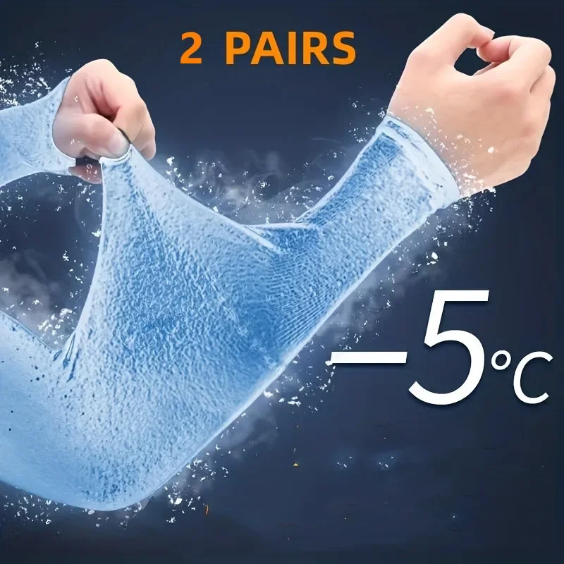 Stay Cool and Protected from the Sun with 2 Pairs of UV Protection Cooling Arm Sleeves for Women and Men