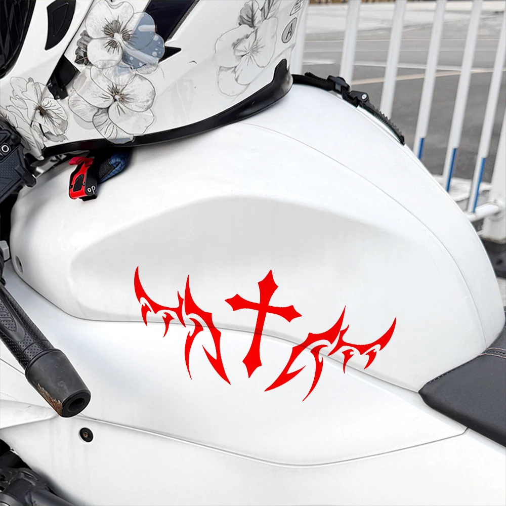 

Tribal gothic cross sticker for motorcycle, self-adhesive vinyl for fairing, side panel, fuel tank, helmet, car front window