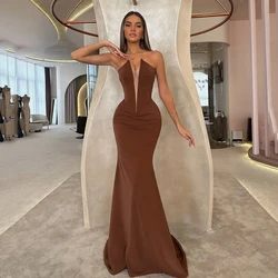 Thinyfull Sexy Mermaid Prom Evening Dresses Strapless Sleeveless Saudi Arabia Party Dress Women Cocktail Prom Gowns Customized