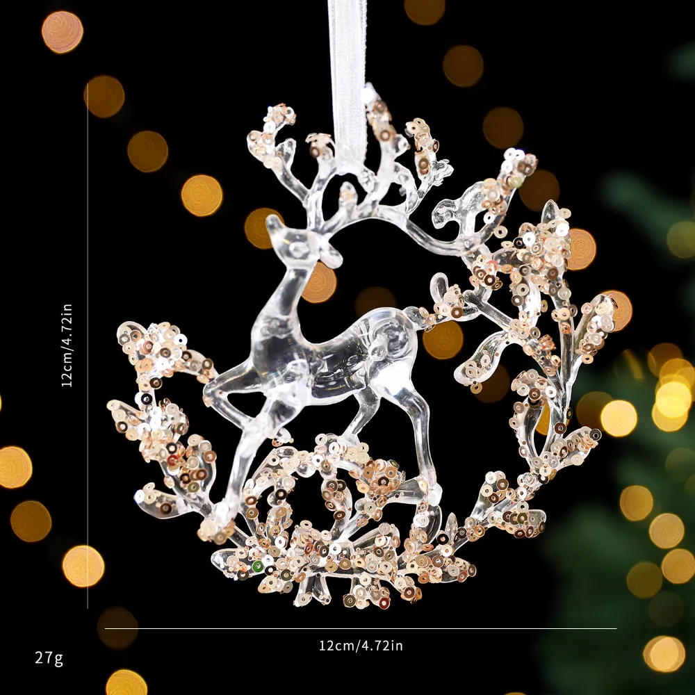 

Sparkling Snowflake Ice Strip Pendants Ballet Girl Gold Sequin Xmas Tree Hanging Ornament Transparent Elegant