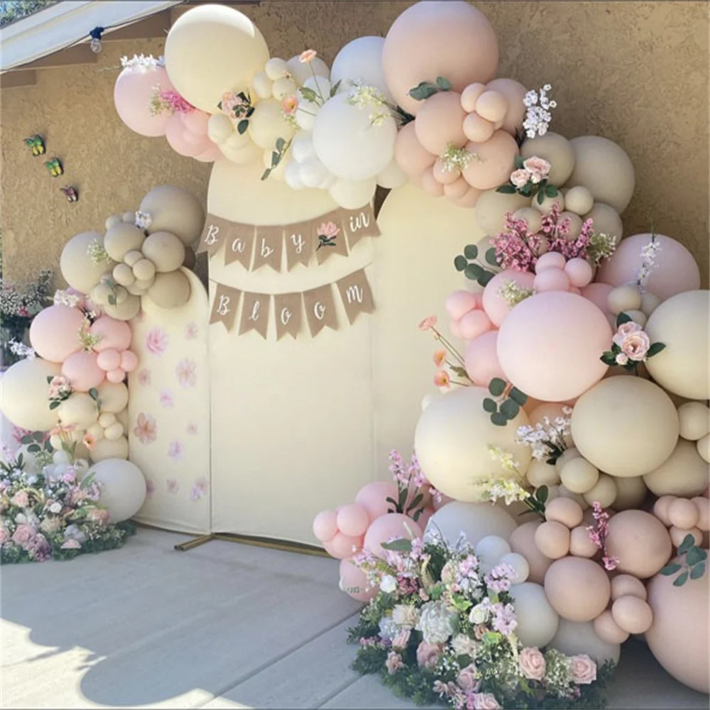 126pcs Pink Balloon Garland Kit Sand White Balloon Arch Baby Shower Birthday Bridal Shower Wedding Party Decoration Latex Globos