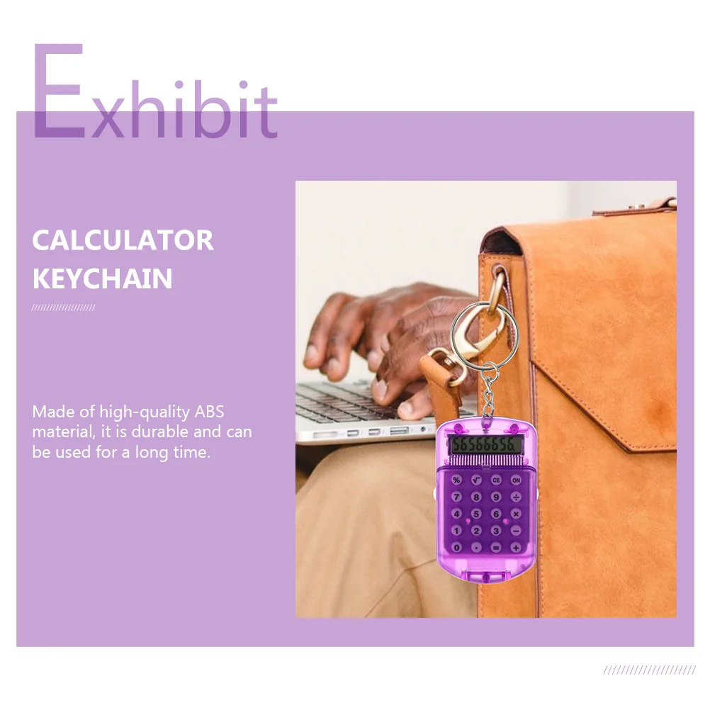 

4Pcs Mini Calculator Keychain Tiny Portable Digital Electronic For Students LCD ABS Arithmetic Reposition Percentage