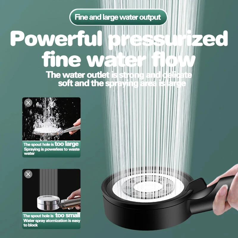 Black Silver Shower Head High Pressure 5 Modes Water Saving Nozzle Powerful Pressurized Spa Handheld Showers Bathroom accessorie