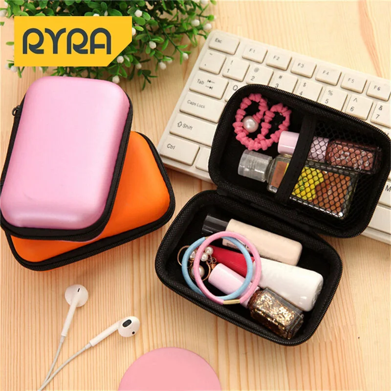 Headphone Storage Box 6 Colors Lipstick Nail Polish Storage Box Portable Tools Case For Earphones Travel Zipper Carry Hard Case