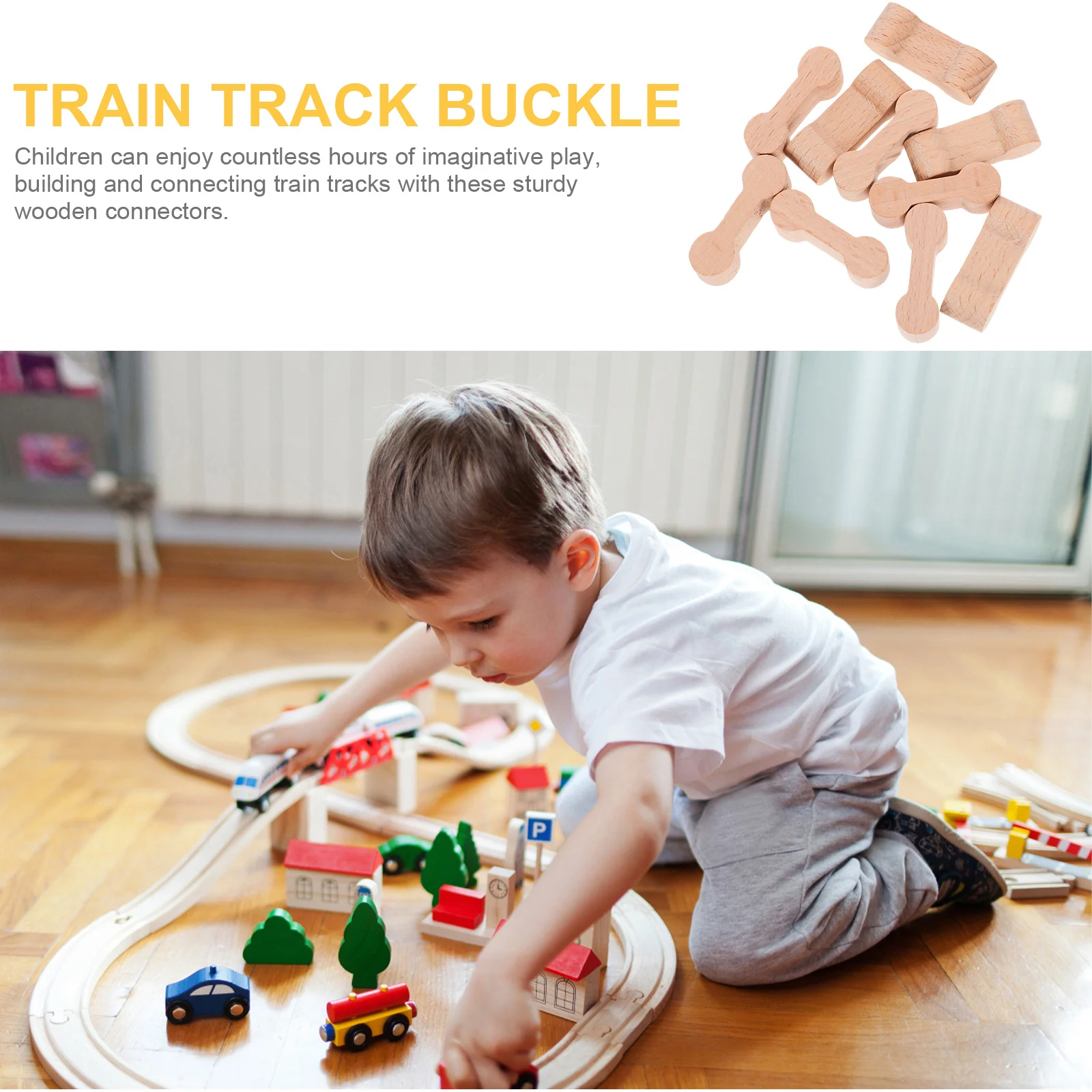 10 Pcs Train Track Connector Decorative Buckle Double Sided DIY Kids Model Pretend Wood For Games