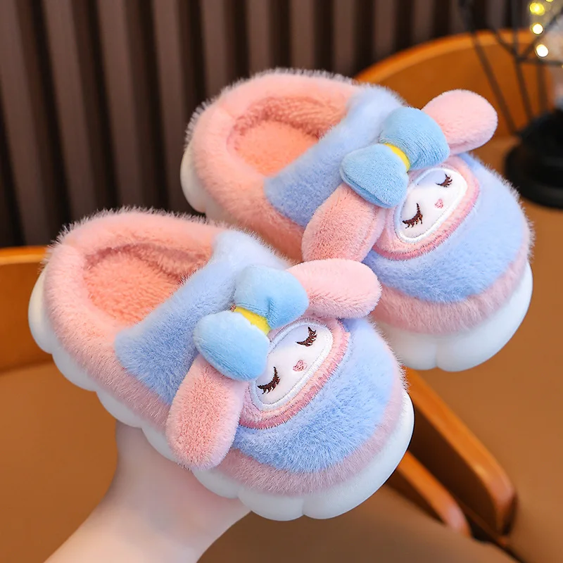 Children Home Shoes Girl Cashmere Cotton Slippers Baby Shoes Girl Slippers Indoor Kid House Slippers Bedroom Cotton-padded Shoes