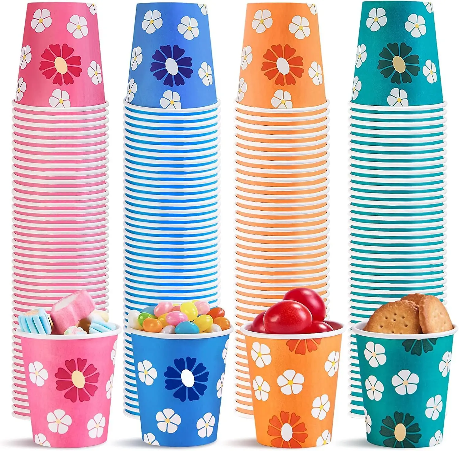 

500 Pack 5oz Disposable Paper Cups, Colorful Small Mouthwash Cups for Parties, Picnics, Barbecues, Travel, Events