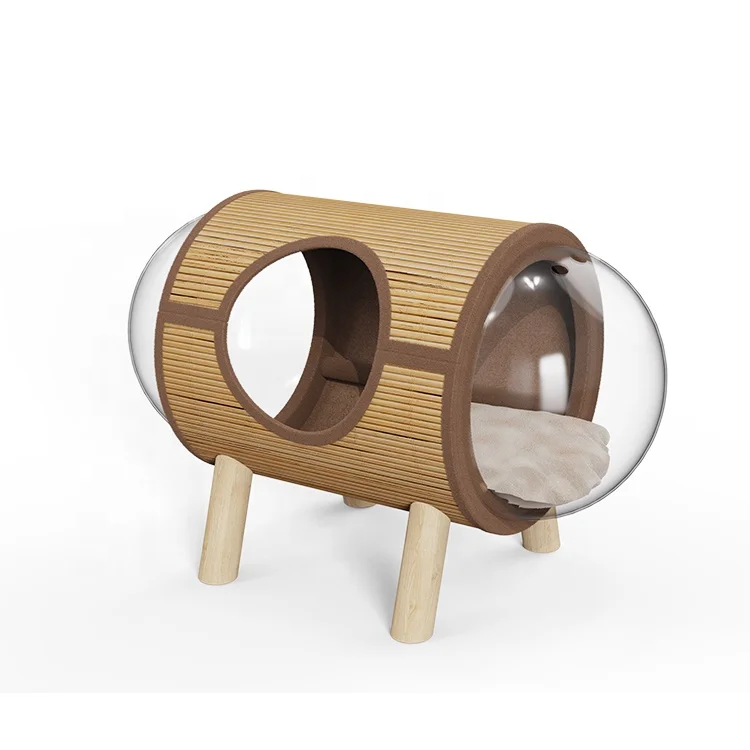 Design Modern Cat House Elevated Cat Bed with Wooden Legs