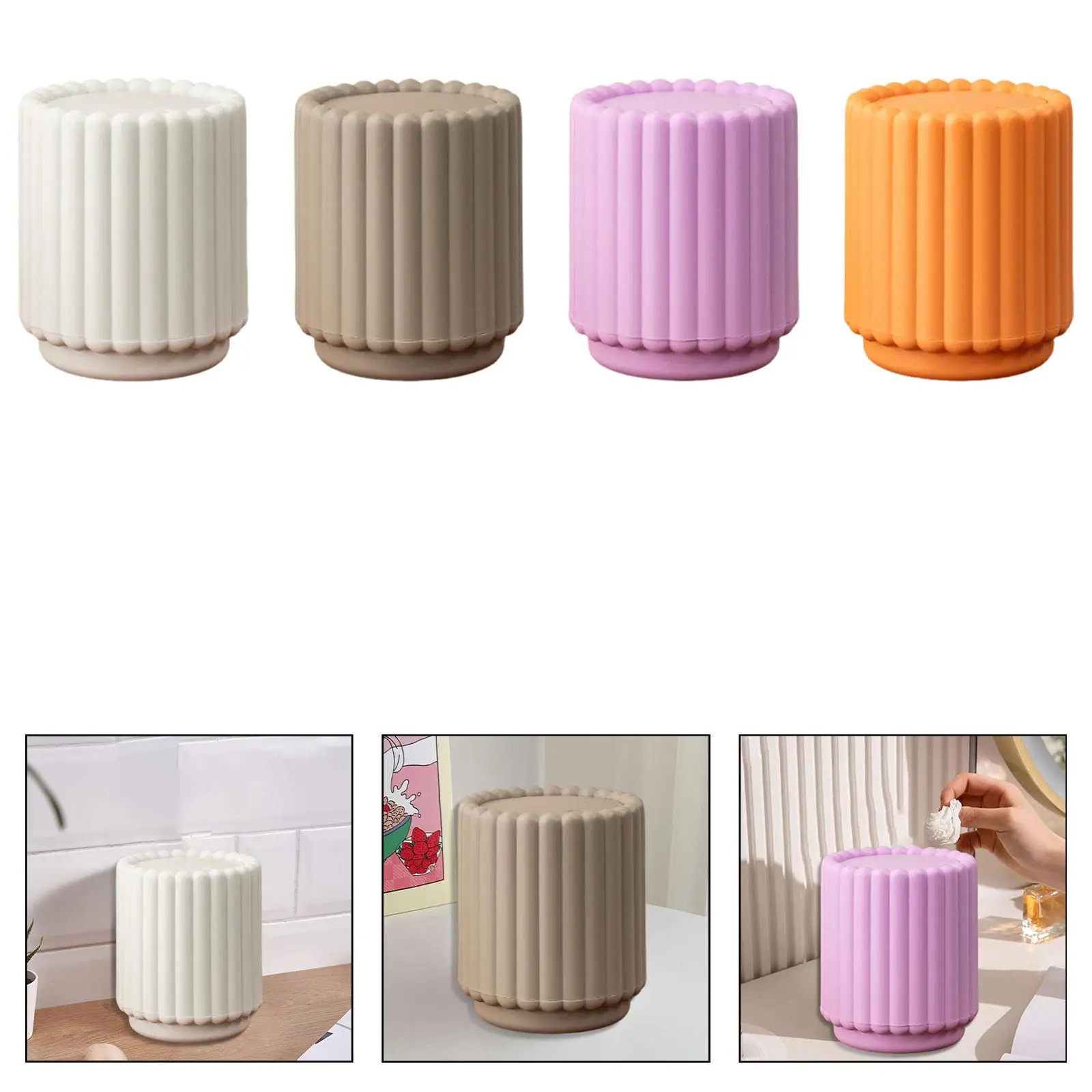 Sunflower Desktop Trash Bin Press Lid Office Waste Container Wide Opening PP Small Round Garbage Can for Kitchen
