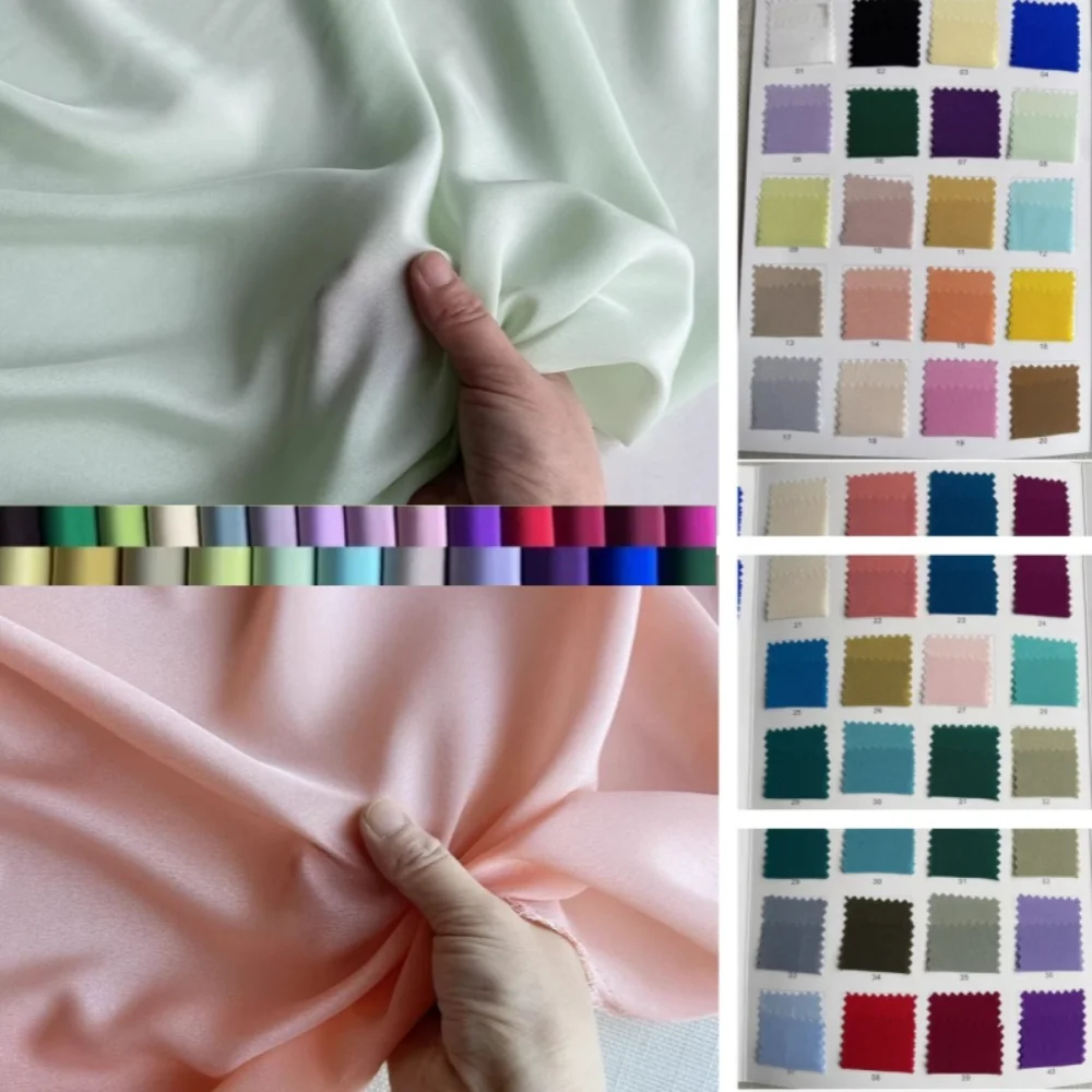 

Natural Mulberry Silk Crepe De Chine Fabric for Solid Color Clothing Skirt Lining DIY Clothing Fabrics By Meter Cloth Sewing