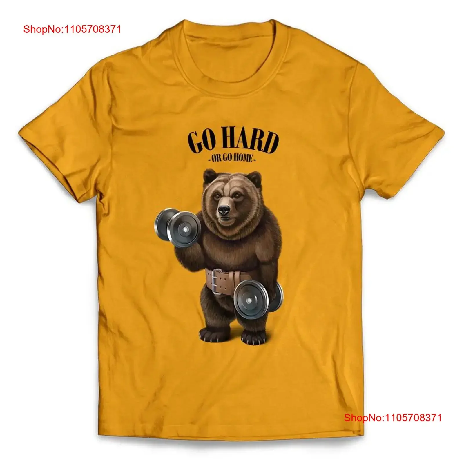 Grizzly Bear Muscle Training with Dumbbell in Fitness T Shirt 20 Colors Sizes S 4XL Youth PrintStarT vintage Washed