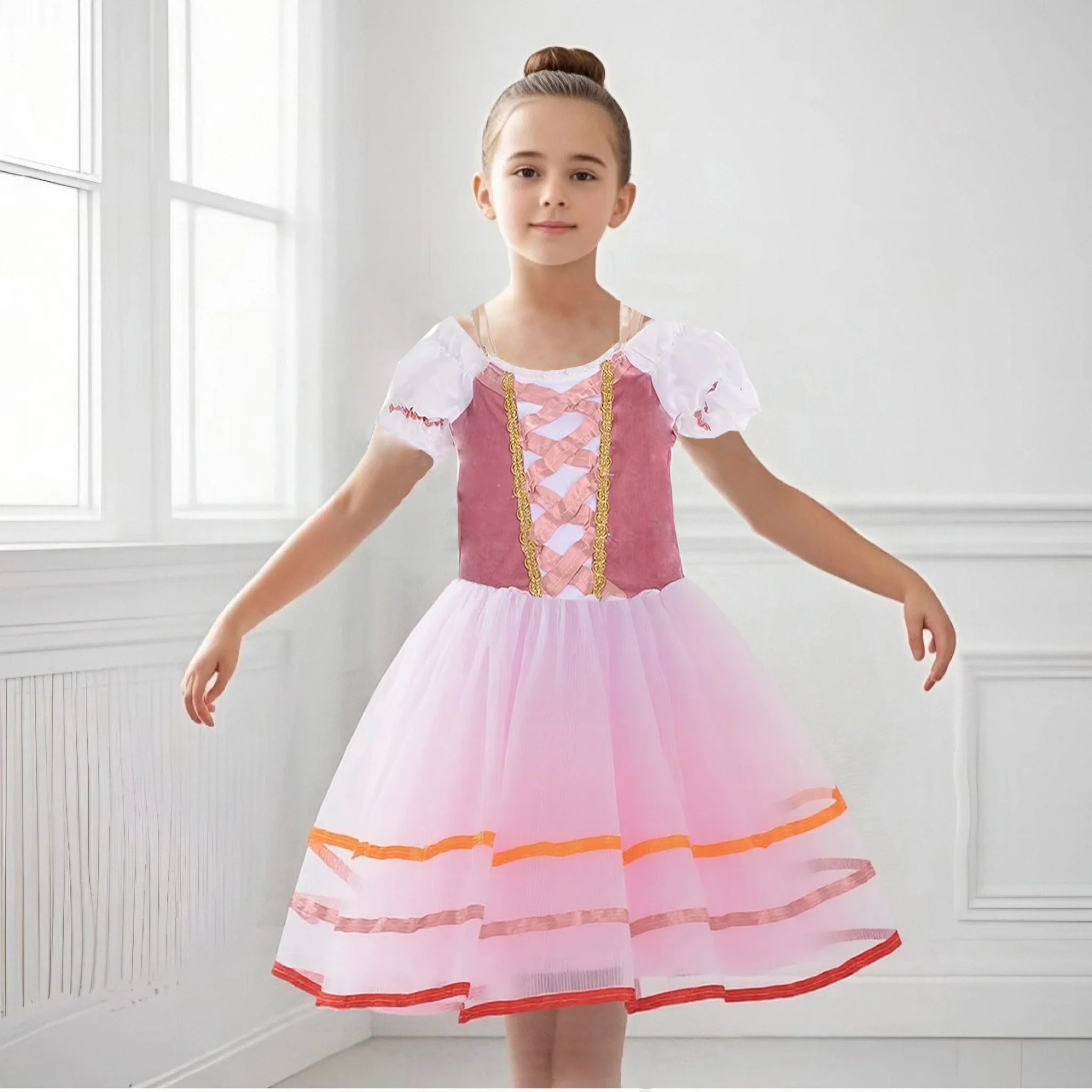 

Балерина для взрослых и детей, профессиональное балетное платье-пачка с цветочным узором для девочек, женское платье принцессы, блин, лебединое озеро, сценический танцевальный костюм