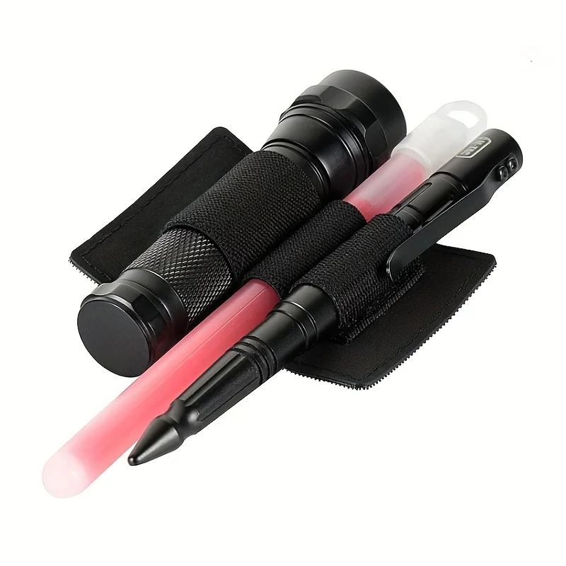 Tactical 3-Slot Elastic Tool Pouch MOLLE Hook Loop Modular Storage Panel Utility Organizer for Pens Flashlights and Tactica Tool