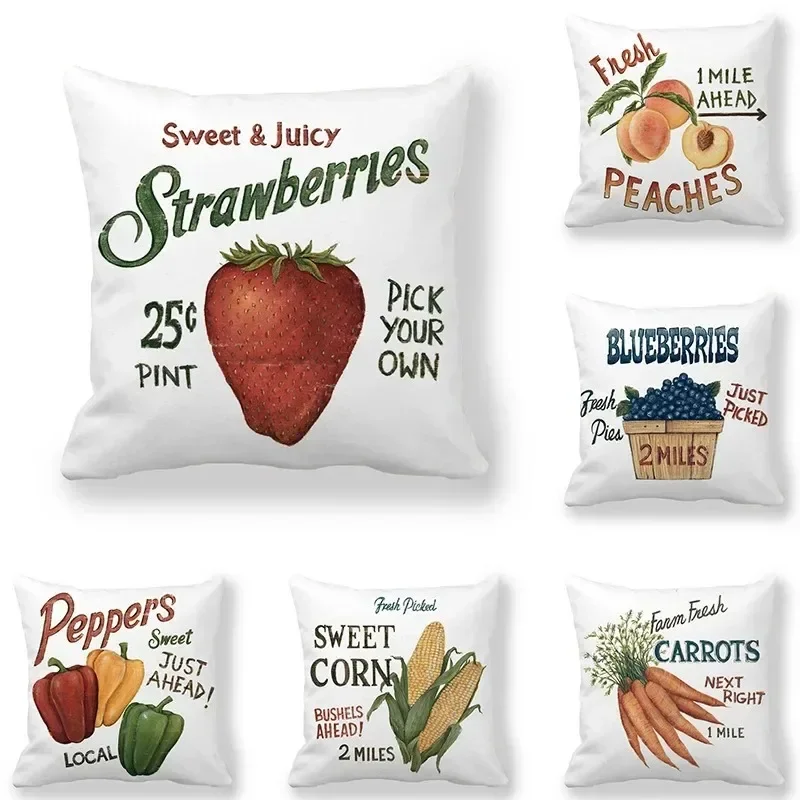 

Home Decor Fresh Farm Fruits And Veggies Pillow Covers Pattern Cushion Cover Suitable For Sofa Bedroom