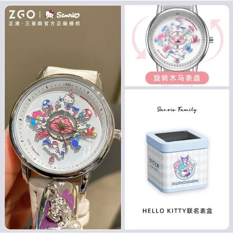 Sanrio ZGO Hello Kitty Series Waterproof Luminous Electronic Watches for Girls Students Decorated KT Birthday Gifts