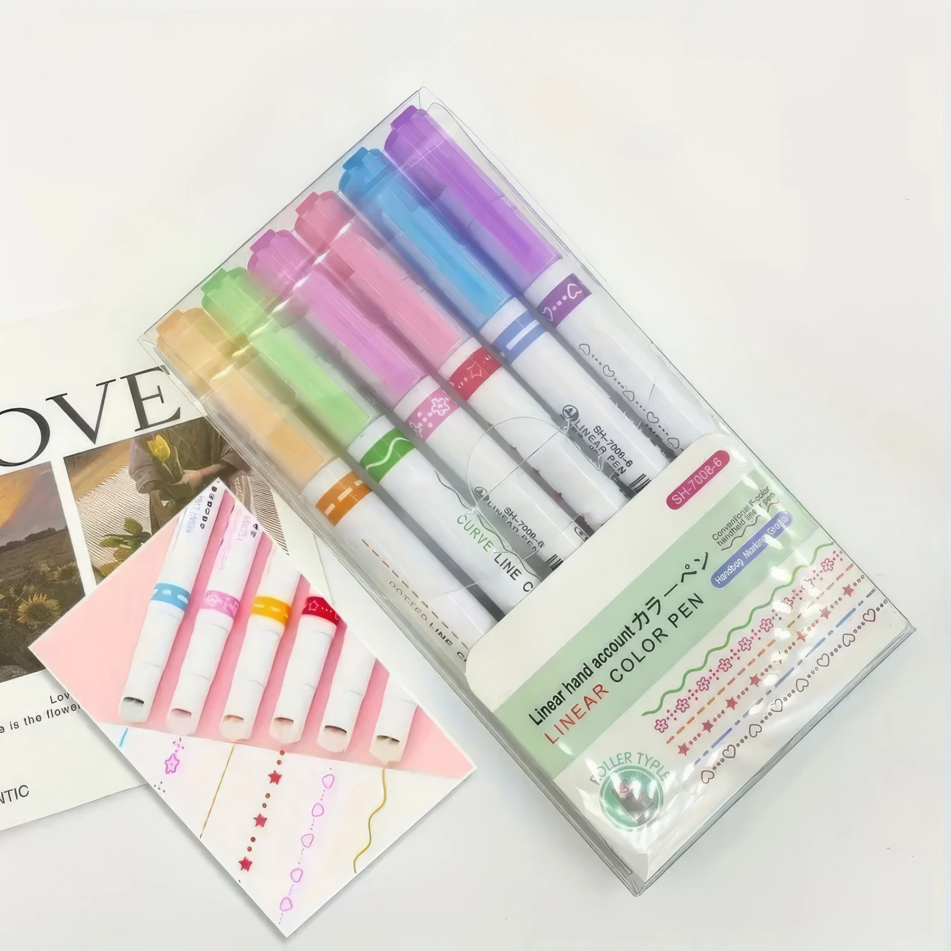 Pack Line Color Pens Set - Create Dotted, Wavy & Star Patterns for Journaling, Drawing & Crafts!