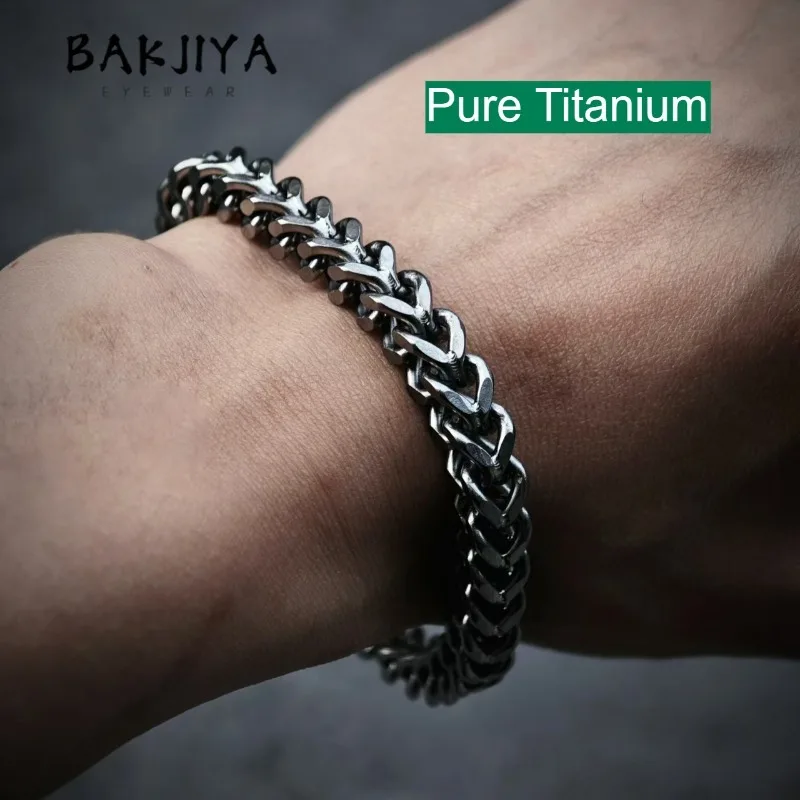 

7mm Pure Titanium Keel Chain Bracelet, Luxury Lightweight, Rustproof, Hypoallergenic Hip Hop Unisex Trend Men Bracelet
