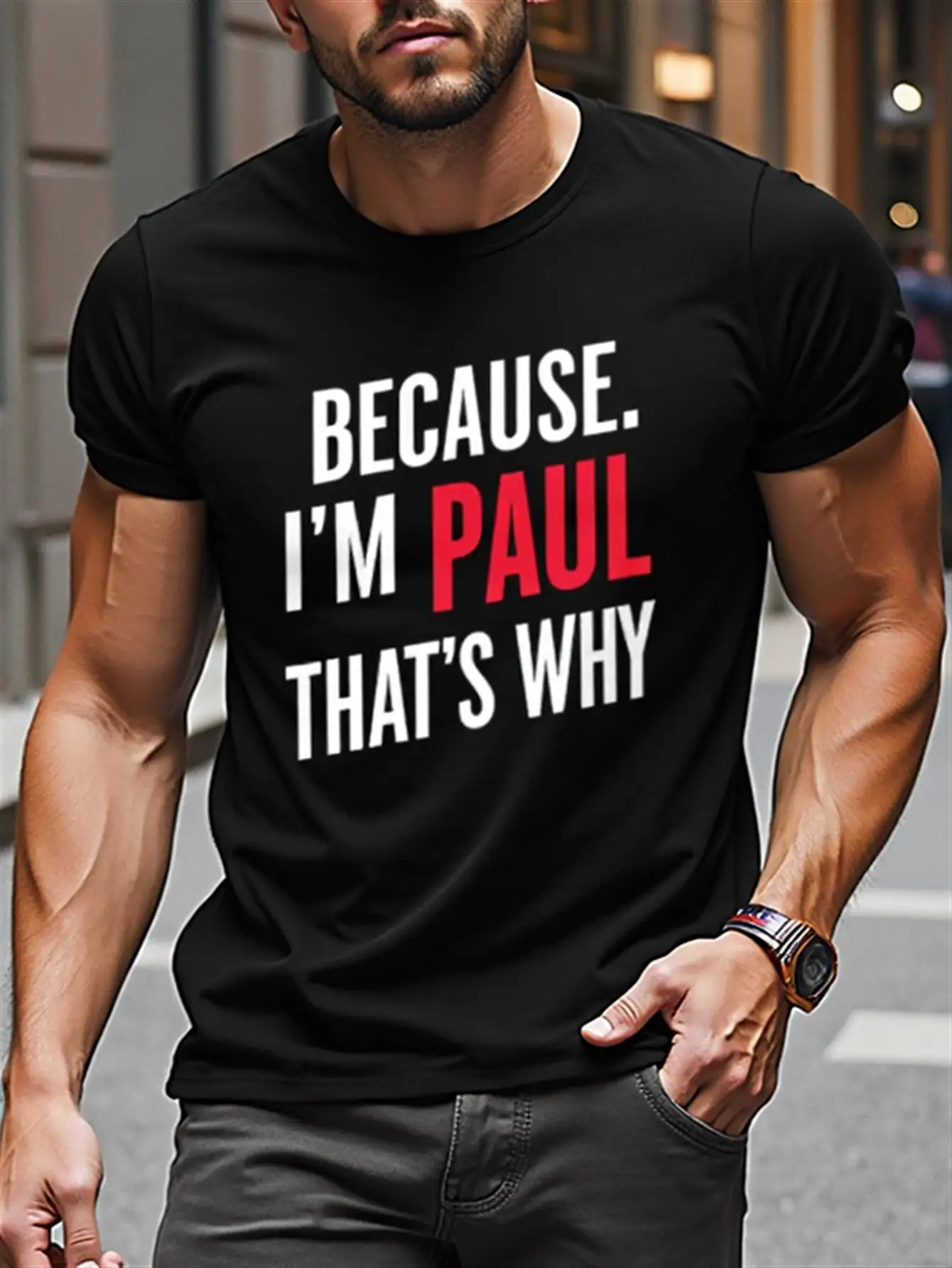 

Men's Bold Shirt because I'M Paul, I Have the Right to Say What I Want. Black Shirt with Red Text, Soft and Breathable, Suitable for Everyday and Formal Wear, Machine Washable Casual Shirt, Ideal Birthday or Anniversary Gift for Him