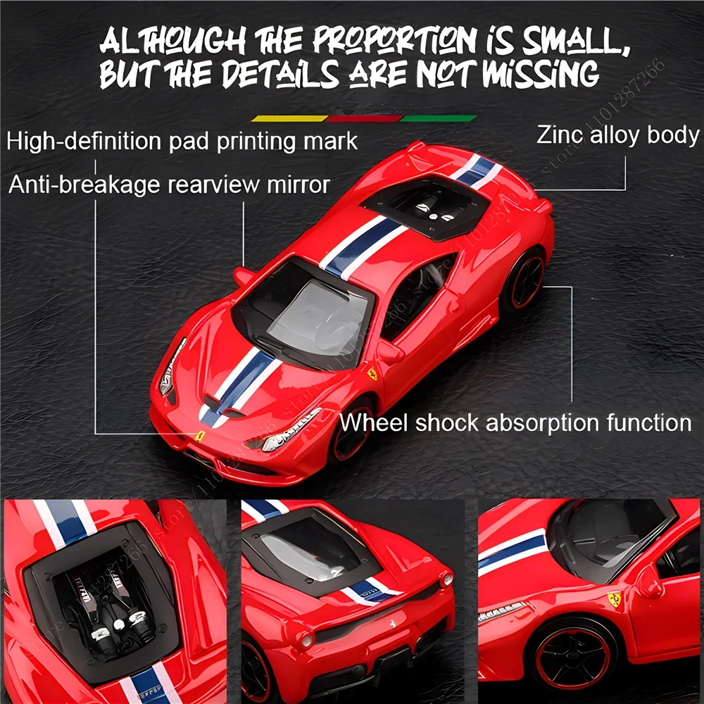 Bburago 1:64 Ferrari 458 Spider Replica Car Model, Scale SF90 F40 F50 488 Monza Enzo Laferrari Diecast Miniature Art Kid Boy Toy