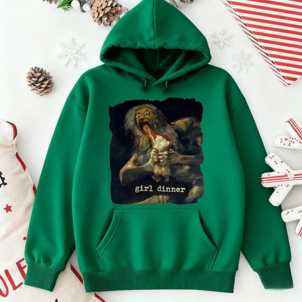 Mädchen Abendessen Goya Malerei Hoodie Saturn Devouring Kunstgeschichte Pullover Dark Academia Art Meme Trainingsanzug Spooky Alt Hoodie Geschenk