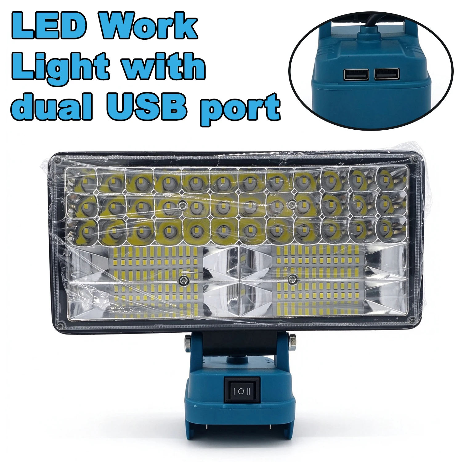 LED Work Light For Makita 18 V Li-ion Battery,90 W 2 Levels Adjustable Flood Light,Dual USB,Cordless Camping Emergency Lamp