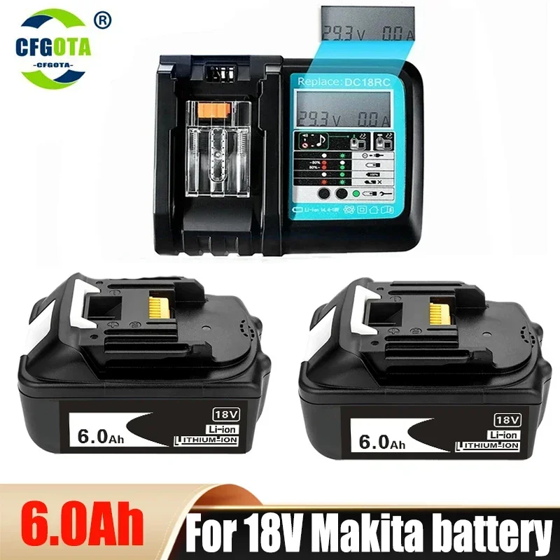 

NEW With LED Charger Rechargeable Battery 18 V 6000mAh Lithium ion for Makita 18v Battery 6Ah BL1840 BL1850 BL1830 BL1860 LXT400