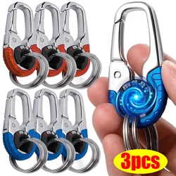 1/3pcs Car Keychain Stainless Steel Buckle Outdoor Carabiner Climbing Tools Double Ring Auto Key Chain Keyring KeyChains