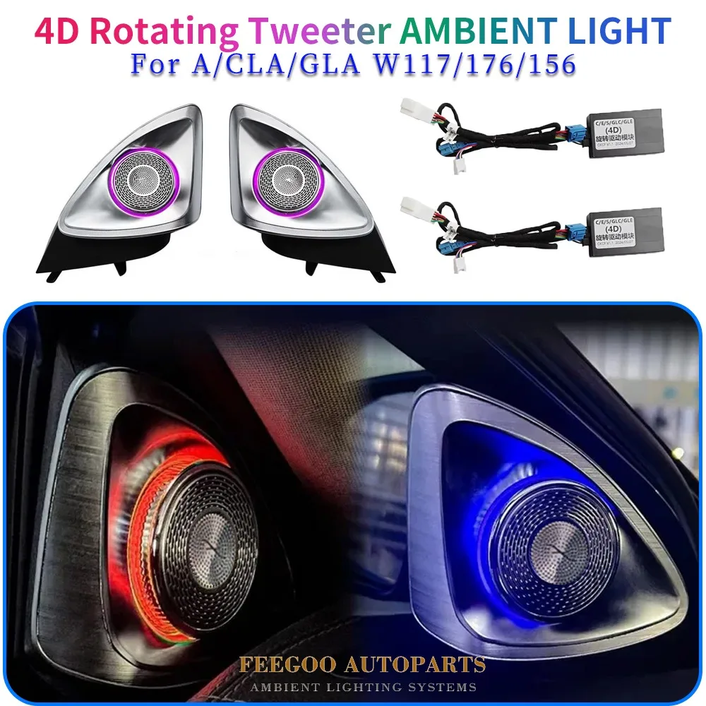 

W176 4D Rotation Tweeter Ambient Light for Mercedes Benz A/CLA/GLA W117/176/156 Plug and Play 4D Rotating Treble Speaker