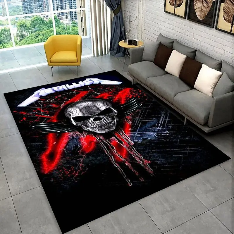 Metal Band M-Metallica Thrash Cartoon Non-Slip Area Rug for Living Room,Bedroom,Playroom,Soft Carpet Floor Mat Home Decor Rug