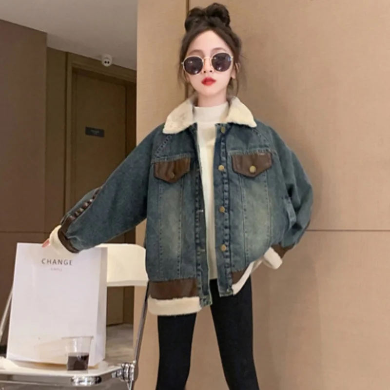 

Girls Coat Overcoat Jacket Windbreak Outerwear 2024 Jean Winter Autumn Warm Cotton School Sport Teenagers Children's Clothing