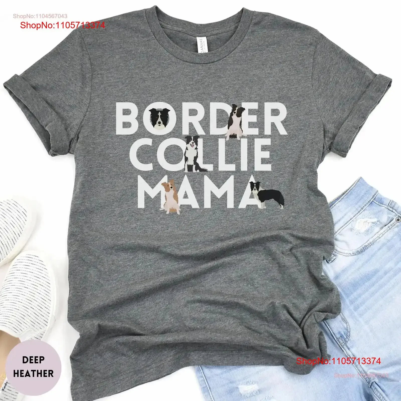 Border Collie Mama T Shirt Dog Mom Lover Animal Farm Herding Crewneck vintage Washed Comfortable Slightly Unisex streetwear