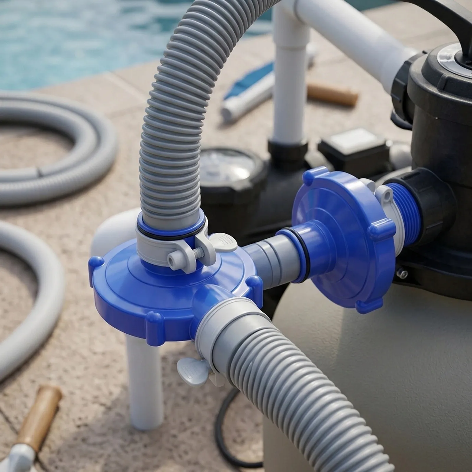 Pool Vacuum Cleaner Adapter with Clamp for 58234 Pool Base P03867 Designed to Connect Suction Hose and Filter System Seamlessly