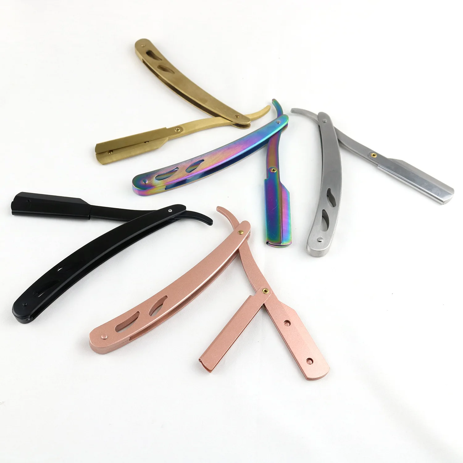 Vintage Folding Razor Holder, Stainless Steel Eyebrow Razor, Salon Manual Beard Shaver, Hair Trimming Tool