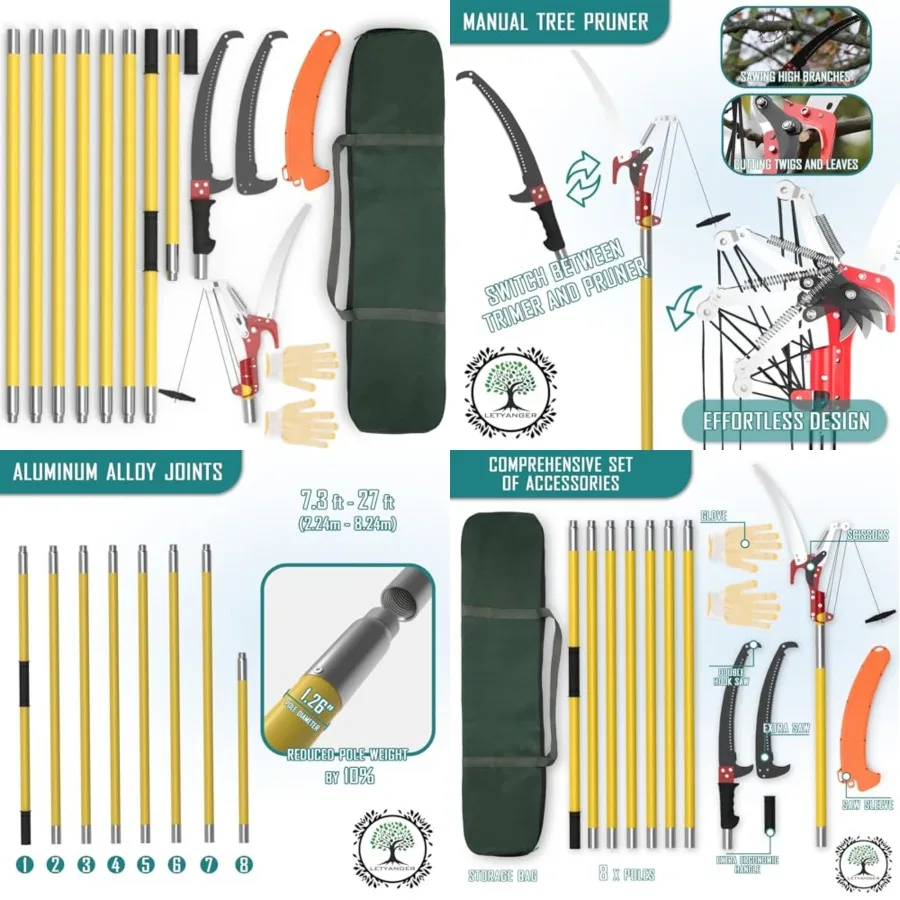 

Pole Saws for Tree Trimming, Extendable Tree Trimmers Long Handle Pruner, Sharp Steel Blade and Scissors High Branches Trimming