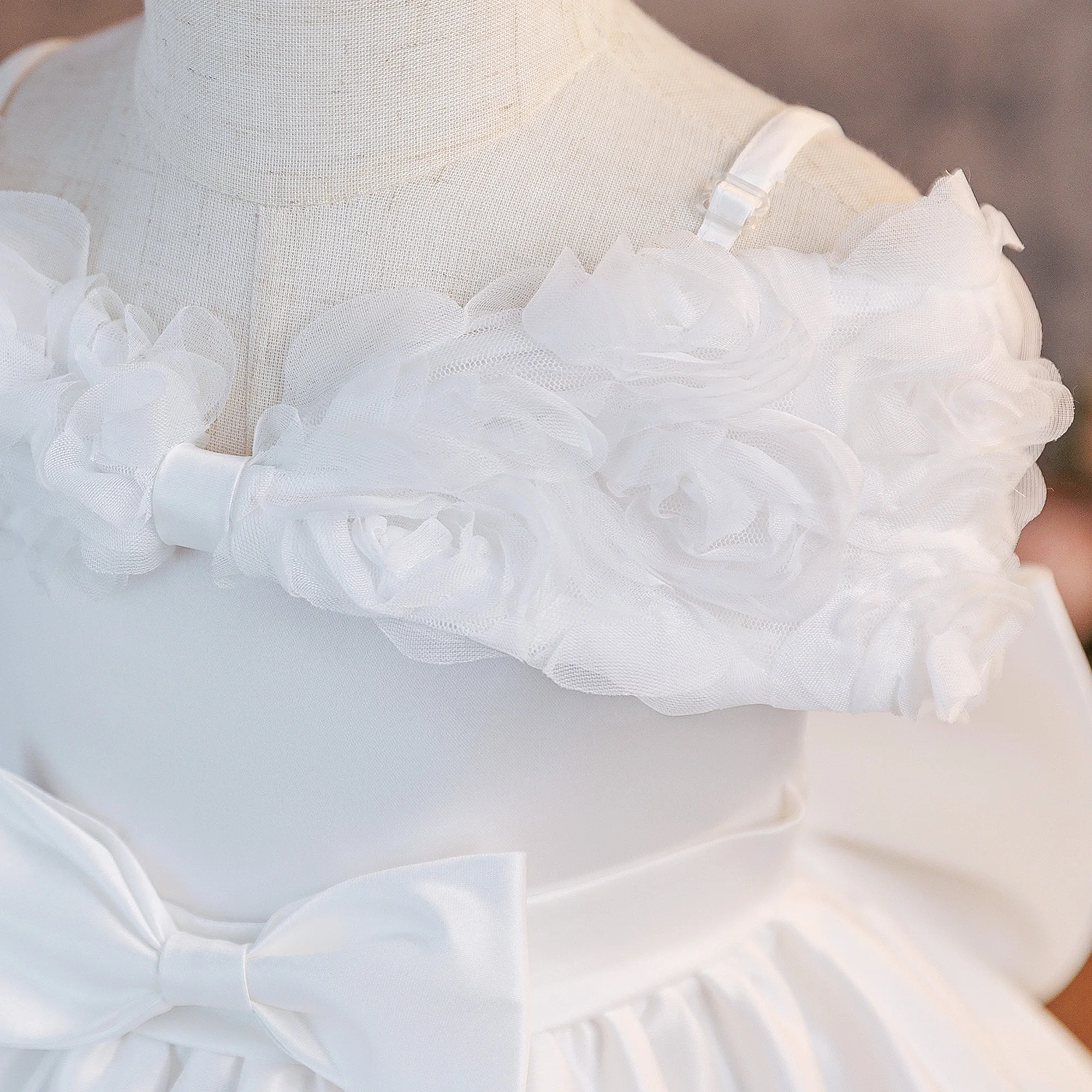 Kleid für Kleinkinder zum 1. Geburtstag, zur Taufe, für Mädchen, mit Schleife, Hochzeitskostüm, elegante Brautjungfernkleider, Prinzessinnenkleider, Festkleid für Mädchen, Kinderkleidung – Detail 5