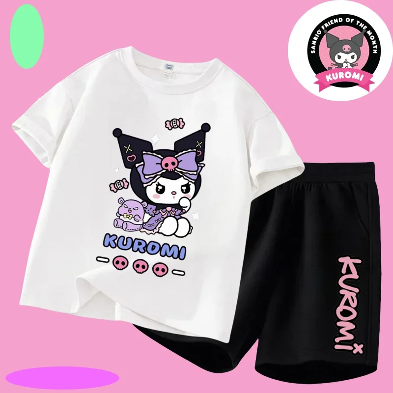 

2025 New style cartoon pattern printed casual T-shirt featuring Sanrio's KeroKero Momo girl - cute short-sleeved design.