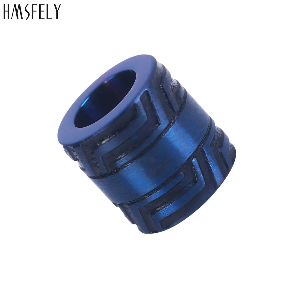 HMSFELY Stainless Steel 6mm 8mm Big Hole Beads Accessories For Men Leather Bracelet Making Parts Blue Bead