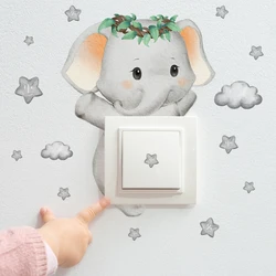 Cartoon Cloud Switch Stickers Bear Giraffe Elephant Wall Stickers Living Room Decorative Stickers Children's Room Decoration