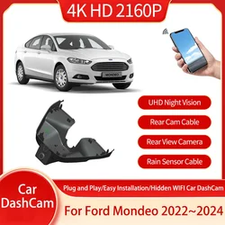 Driving Recorder For Ford Mondeo Taurus Mk5 2022 2023 2024 Front And Rear Lens 4K HD Car Video Hidden WIFI DVR Auto Accessories