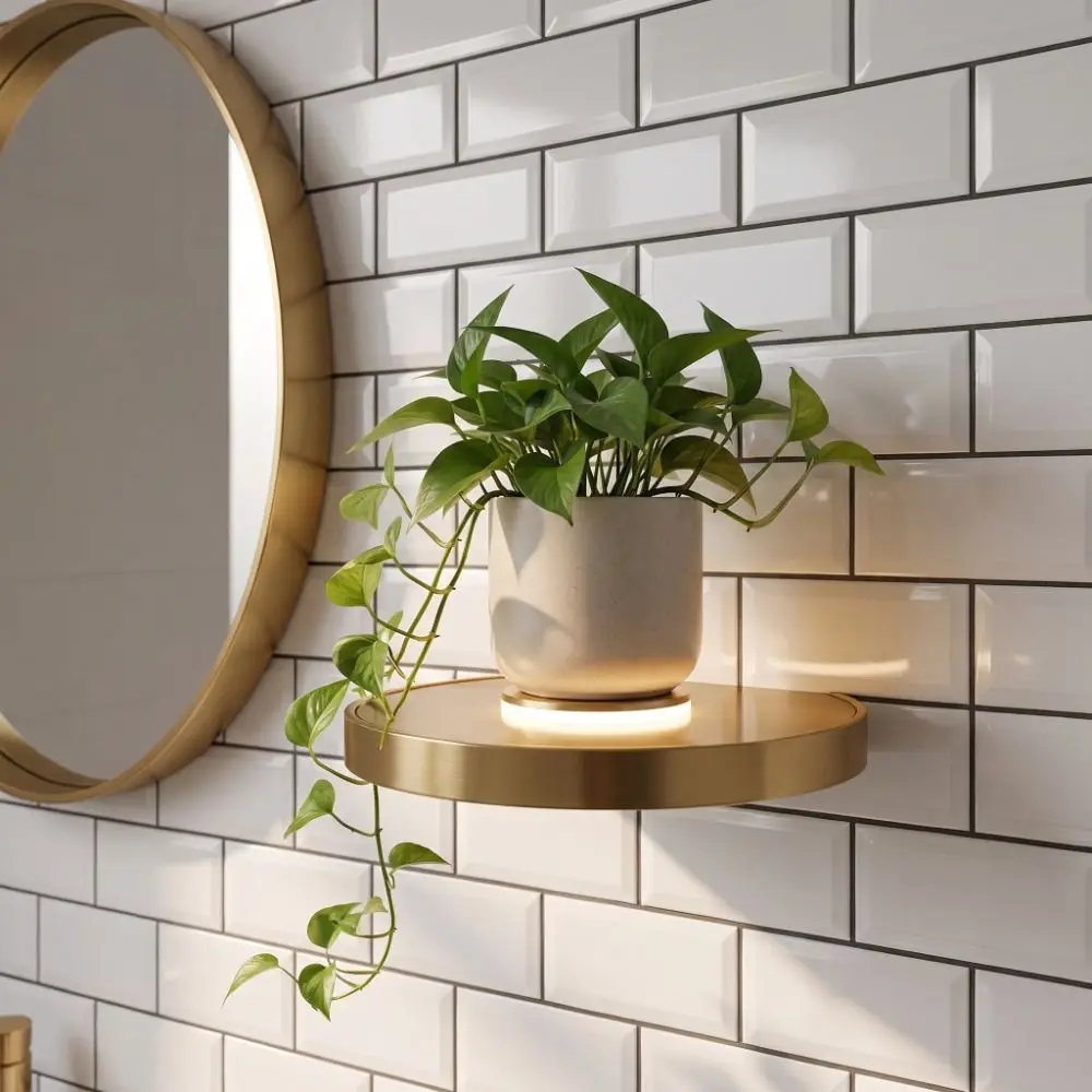 Built-in LED Lights Floating Wall Shelf Invisible Bracket Hidden Mount Display Rack Nordic Style Wall Mounted Wall Mount Shelf