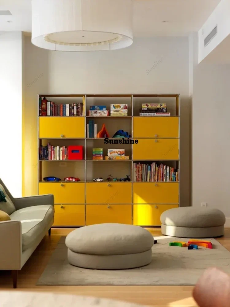Bookshelf Display Cabinet Storage Stainless Steel Metal Corner Shelf Display Bookcase Furniture Living Room  T*