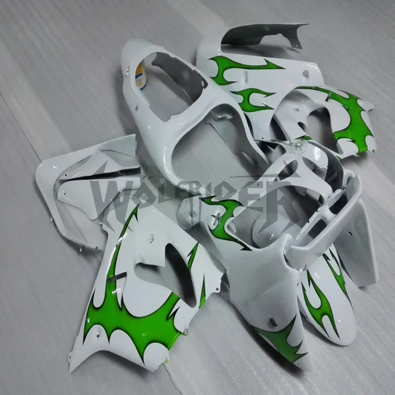 Full fairing kits for ZX-9R 2000-2001 green flames ZX9R 00 01 ABS plastic motor Fairings kit