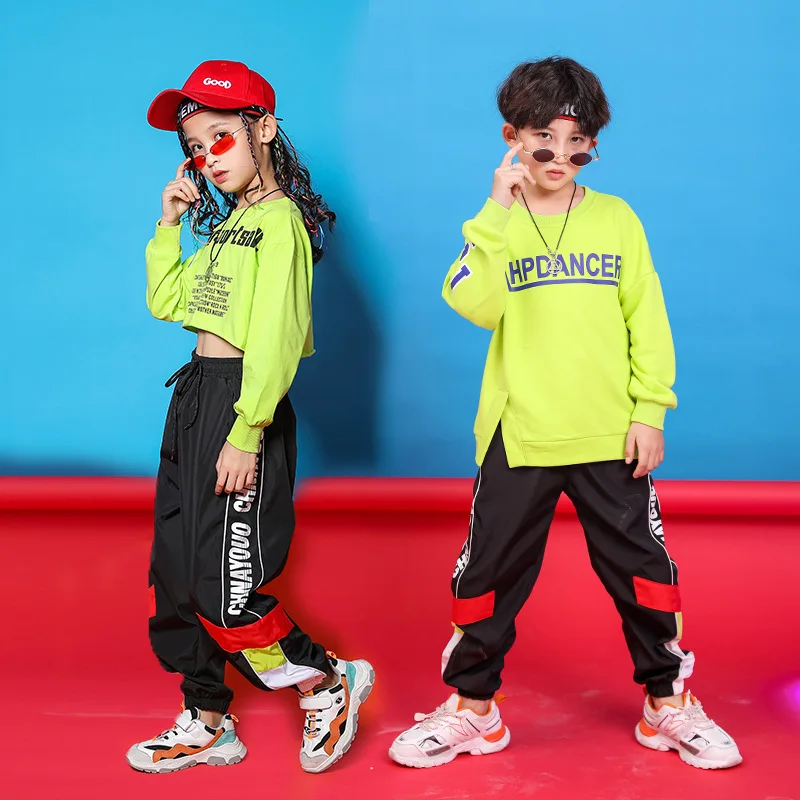 Hip Hop Kleidung Kinder Tanzkostüme Junge Mädchen Tops und Hosen Langarm Anzug Jazz Street Wear Kindertag Hip Hop Kostüme